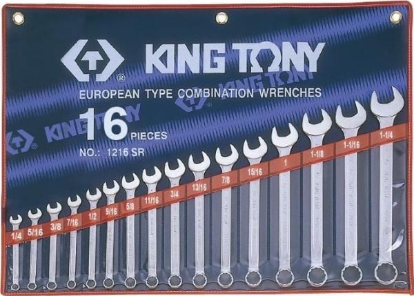 KING TONY skiftenøkkel-/pipenøkkelsett PL-O tomme 16 deler/etui 1/4"-1-1/4"....