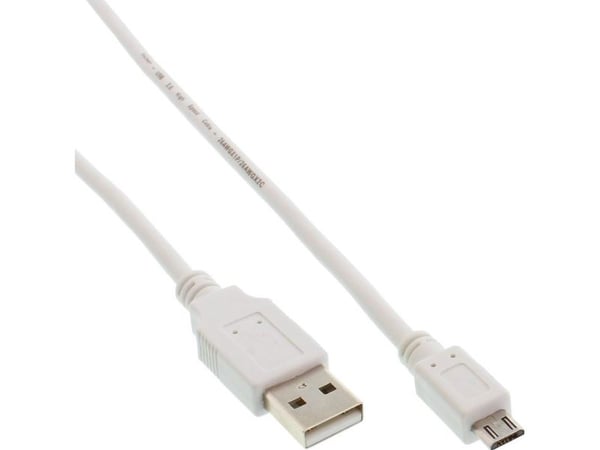 InLine 31715W, 1,5 m, USB A, Micro-USB B, USB 2.0, Uros/uros, Valkoinen