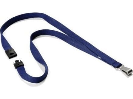 Durable Textile lanyard SOFT COLOUR midnight blue, Merkeholder, Metall, Tekstil, Blå, 44 cm, 15 mm, 10 pieces / pack