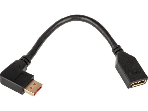INLINE - DisplayPort-adapter - DisplayPort (W) rett til DisplayPort (M) venstrevinklet - DisplayPort 1,4 - 15 cm - 8K-støtte - Svart