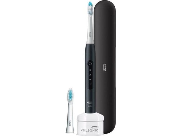Braun Oral-B Pulsonic Slim Luxe 4500, Voksen, Sonisk tandbørste, Daglig pleje, Sensitiv, Blegning, Sort, Platin, 2 min, Oval