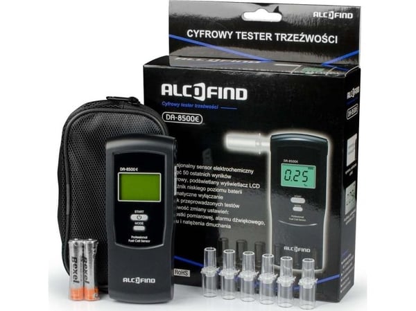 Alcofind DA 8500E elektro-kjemisk alkometer + munnstykker