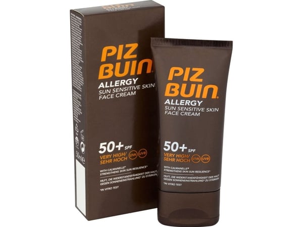 Piz Buin Allergy, Aurinkorasva, Kasvot, Tuubi, Kosteuttava, 50 ml, Aikuiset