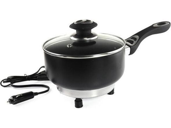 AMiO elektrisk rund stekepanne med lokk til bil 18 cm x 8 cm 150 W 12 V