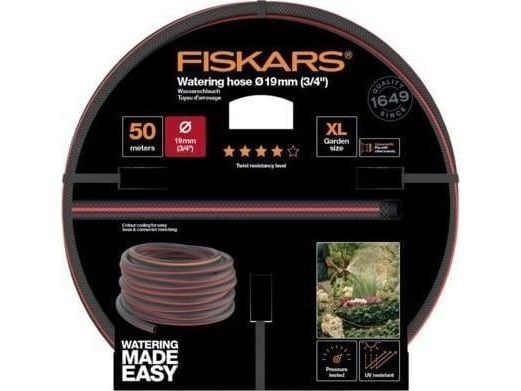 Fiskars 1027111, 50 m, Over bakken, Sort, Rød, 1,9 cm, 3/4, Finland