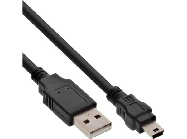 InLine 33107K, 0,5 m, USB A, Mini-USB B, USB 2.0, uros-/urosliitin, musta