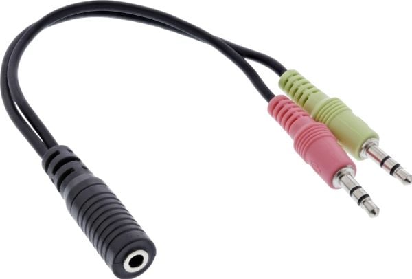 InLine 99312A, 3.5mm, Hunkjønn, 2 x 3.5mm, Hankjønn, 0,15 m, Svart