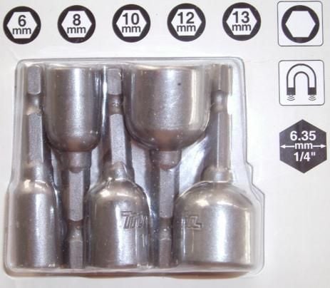 Makita - Koppnøkkelsett - 5 deler - sekspunkters - 6 mm, 8 mm, 10 mm, 12 mm, 13 mm - heksagonal - lengde: 50 mm
