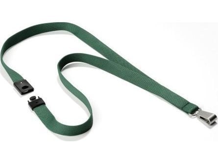 Durable Textile lanyard SOFT COLOUR dark green, Merkeholder, Metall, Tekstil, Grønn, 44 cm, 15 mm