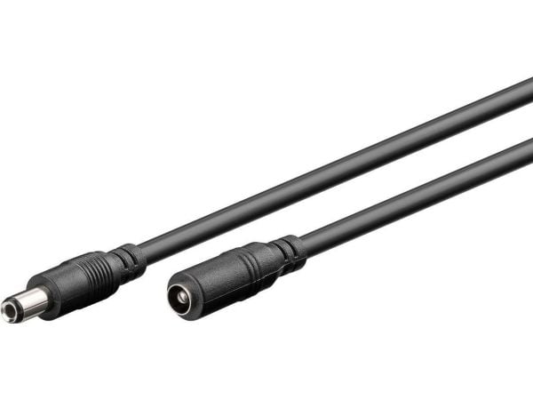 MicroConnect - Strømforlengelseskabel - 5,5 x 2,5 mm DC-jakk (hann) til 5,5 x 2,5 mm DC-jakk (hunn) - 3 m - svart