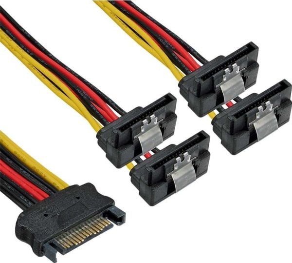 InLine 29683X, 0,3 m, SATA 15-pin, 4 x SATA, Hankjønn, Hunkjønn, Rett