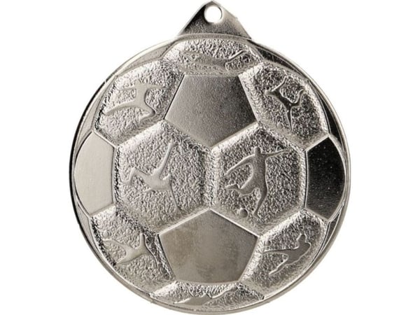 Victoria Sport medalje i stål fotball 50 mm MMC8850 – sølv