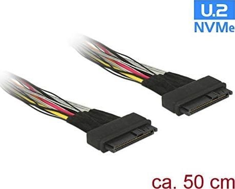 Delock - SAS intern kabel - U.2 (SFF-8639) (hunn) til U.2 (SFF-8639) (hunn) - 50 cm - svart