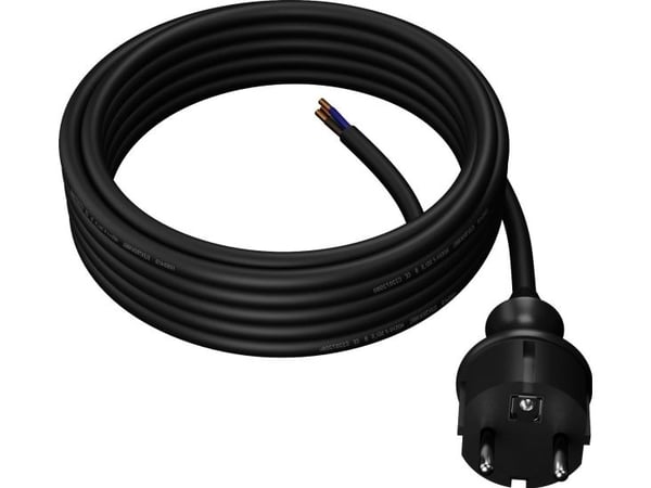 AWTools kabel med støpsel 1,5 m 3x1,5 svart H05VV-F