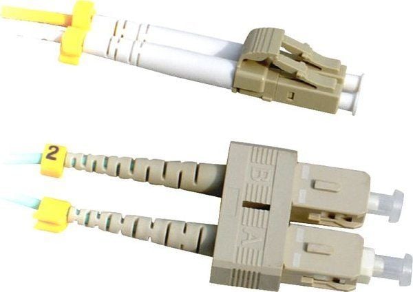 Lanview - Koblingskabel - LC/UPC-multimodus (hann) til SC/UPC-multimodus (hann) - 1 m - fiberoptisk - dupleks - 50 / 125 mikroner - OM3 - halogenfr...