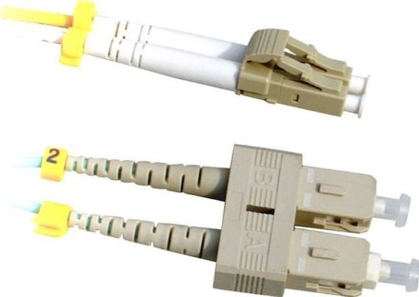 Lanview - Koblingskabel - LC/UPC-multimodus (hann) til SC/UPC-multimodus (hann) - 2 m - 2 mm - fiberoptisk - dupleks - 50 / 125 mikroner - OM3 - ha...