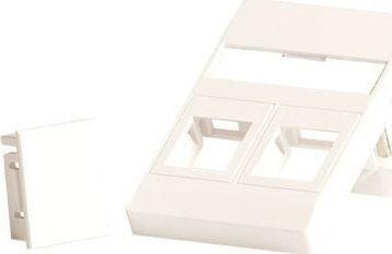 Lanview - Veggplate - fits 50x75 mm LK FUGA outlet - med etiketteringsvindu - RJ 45 - 2 moduler - hvit
