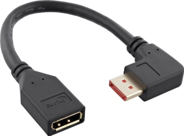 INLINE - DisplayPort-adapter - DisplayPort (W) rett til DisplayPort (M) rett vinkel - DisplayPort 1,4 - 15 cm - 8K-støtte - Svart