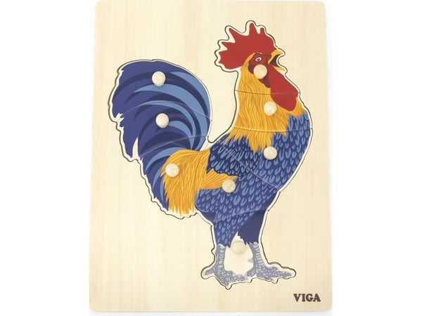 Viga Toys träpussel Montessori tupp med pinnar Viga Toys träpussel Montessori tupp med pinnar