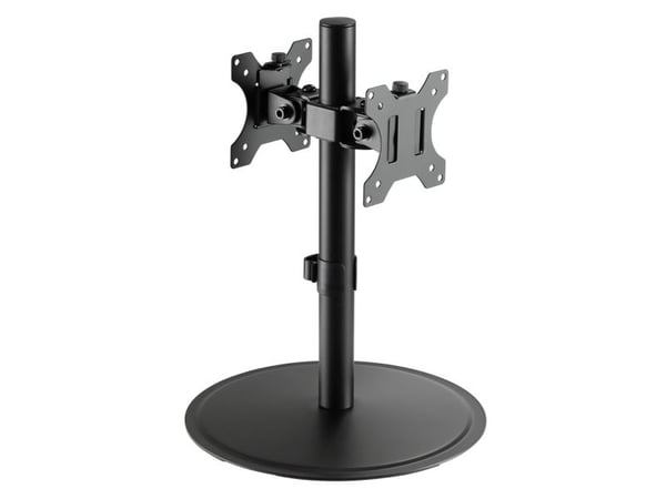 TECHly - Stativ (stang, 2 braketter, sokkel) - for 2 LCD displays / curved LCD display - monitor arm - aluminium, plastikk, stål - matt svart - skj...