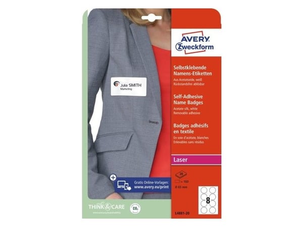 Avery L4881-20 A4, 120 g/m², 160 etiketter, vit vit vit 32700000000000000030x2190x90mm (160 st) - (160 st per kartong)