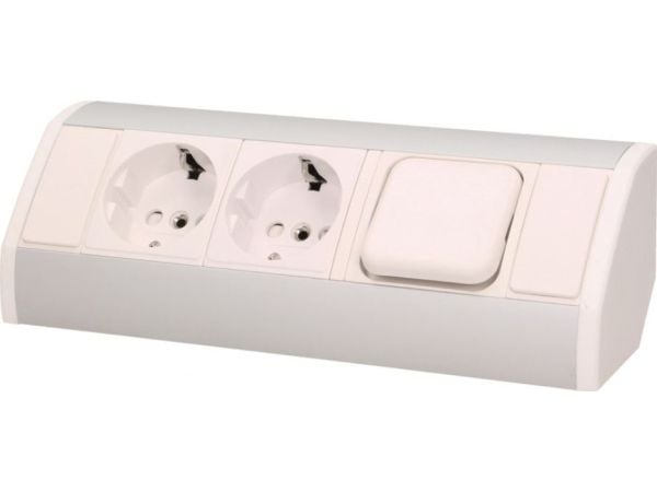 ORNO möbeluttag 2x2P+Z med vägguttag NIKIEM SCHUKO, vit ...