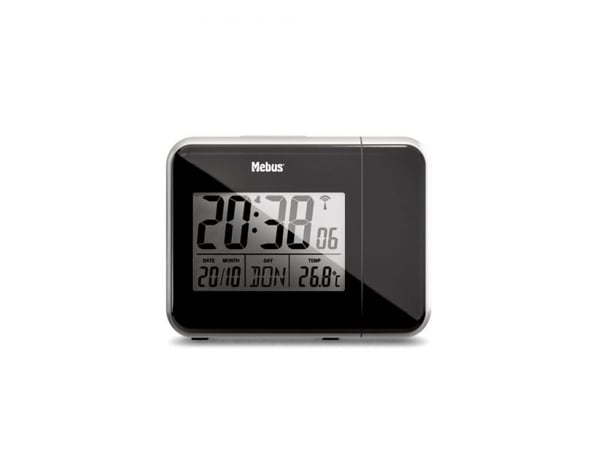 Mebus 42425, Digitaalinen herätyskello, Suorakulmio, Musta, Harmaa, 12/24t, F, °C, Aika