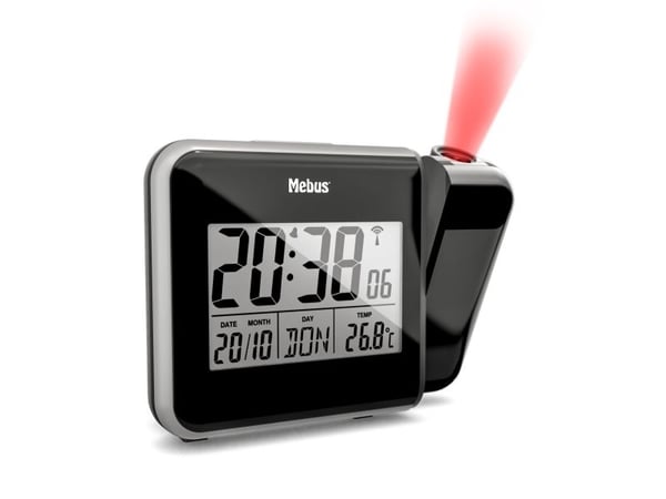 Mebus 42425, Digital väckarklocka, Rektangel, Svart, Grå, 12/24h, F, °C, Tid