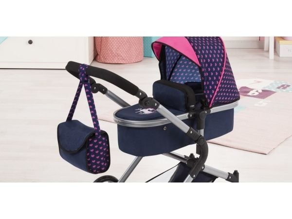 BAYER City Neo dyp barnevogn navy blue+pink 18154