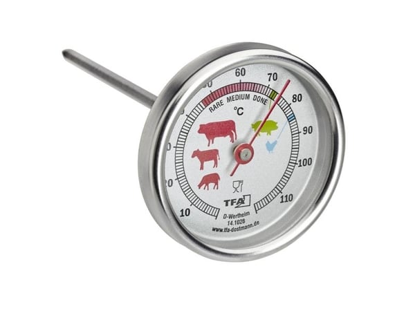 TFA - Stegetermometer - til ovn, til barbeque grilli, til grilli - sølv