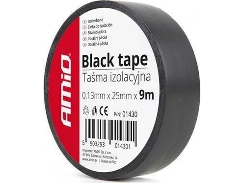 AMiO isoleringstejp, svart 25 mm x 9 m