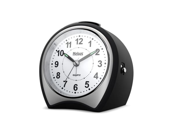 Mebus 27220, Quartz vekkerklokke, Sort, Grå, 12 timers, Analog, Batteri, AA