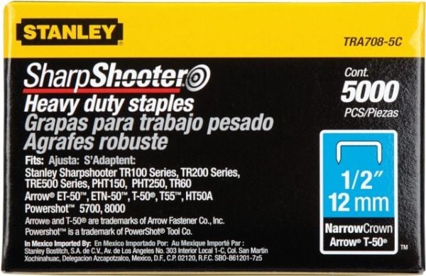 Stanley 1-TRA705-5T, Niittipakkaus, 8 mm, Terästä, Terästä, 5000 kpl