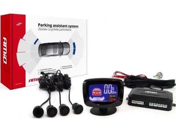 Rinkinys pysäköintianturit led peruutusanturit kuvaaja 4 anturit juoda auksinis 18 mm amio-01578