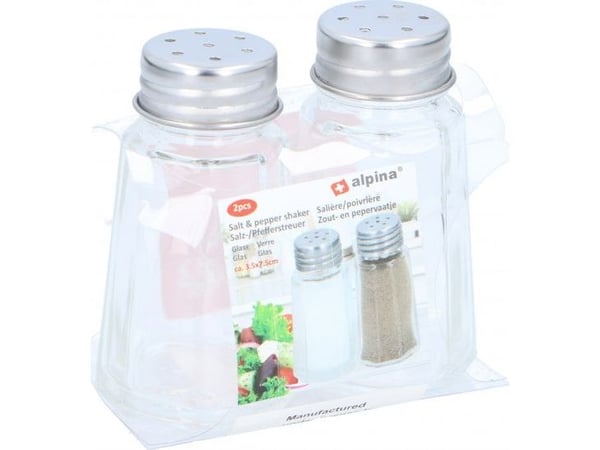 Alpina salt- och pepparkvarn/ströare i glas/rostfritt stål klar/silver (2 st.)