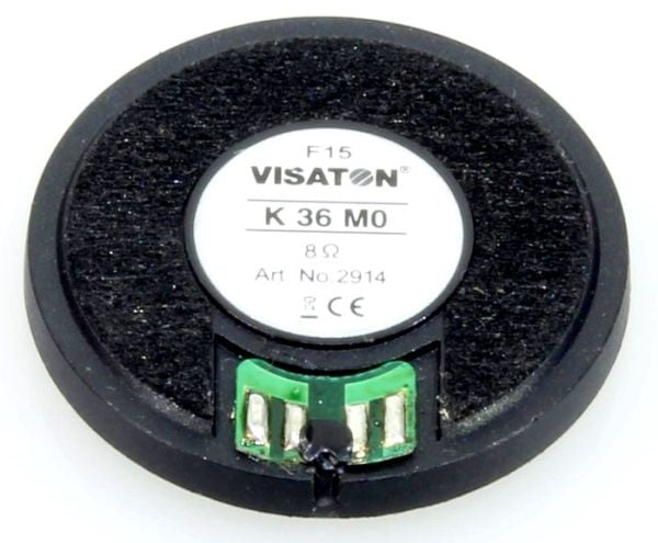 Visaton K 36 MO, 1 W, rund, 2 W, 8 ohm (O), 300 - 20000 Hz, svart