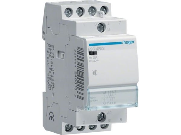 Kontaktor 25A 4 Slutte 230V Brumfri Brumfri
