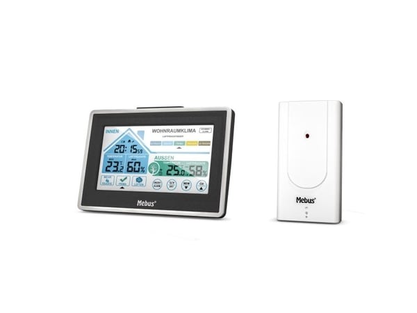 Mebus 01026, Sort, Hvit, Inne hygrometer, Inne Termometer, Utendørs Fuktighetsmåler, Utendørs Barometer, Hygrometer, Termometer, Hygrometer, Termom...