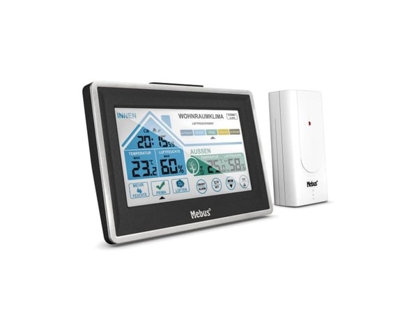 Mebus 01026, Sort, Hvit, Inne hygrometer, Inne Termometer, Utendørs Fuktighetsmåler, Utendørs Barometer, Hygrometer, Termometer, Hygrometer, Termom...