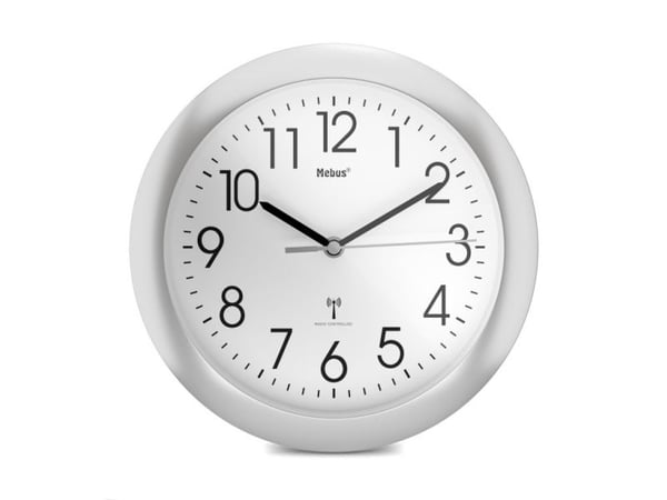 Mebus 52451, Vegg, Digital clock, Rund, Hvit, Plast, Batteri