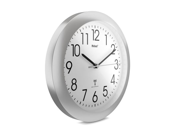 Mebus 52451, Vegg, Digital clock, Rund, Hvit, Plast, Batteri