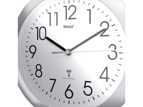 Mebus 52451, Vegg, Digital clock, Rund, Hvit, Plast, Batteri