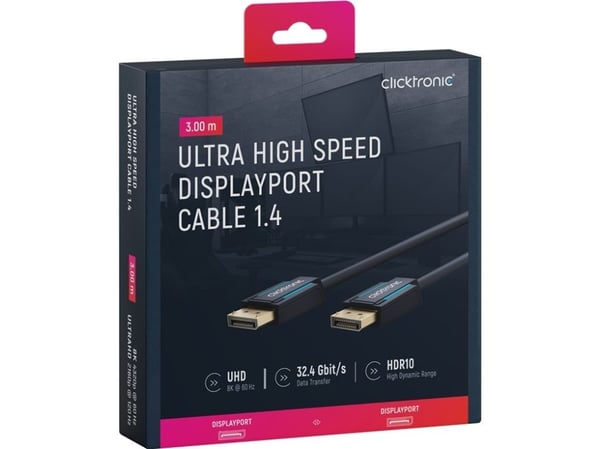 ClickTronic 40995, 3 m, DisplayPort, 2x DisplayPort, Hankjønn, Hankjønn, Sort