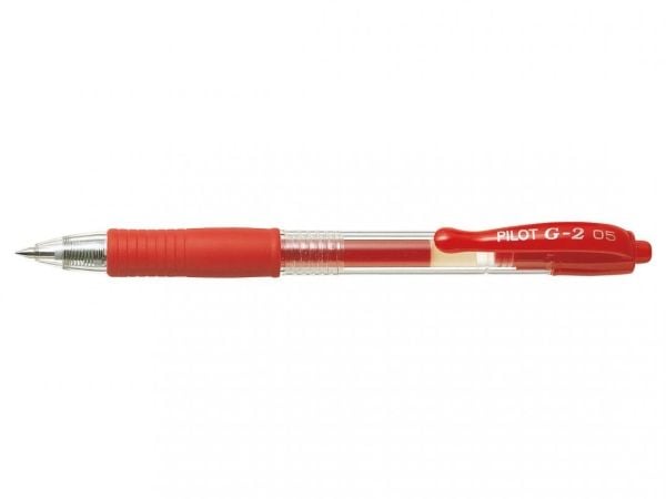 Pilot G-2 - Rulleballpenn - rød - gelblekk - 0.5 mm - ekstra fin - retraktil