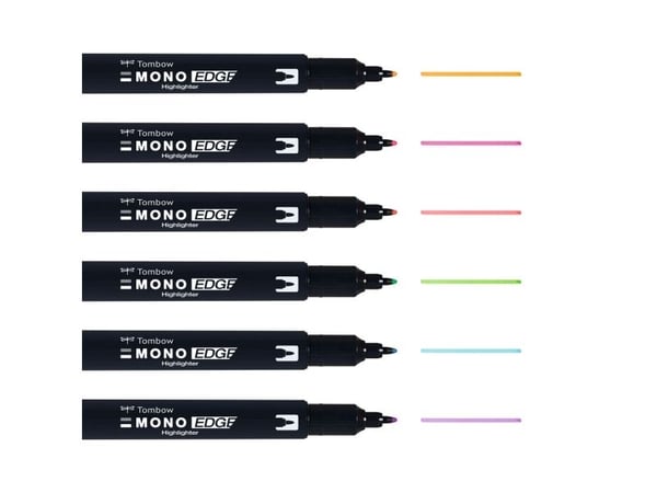 Overstregningspen Tombow MONO Edge sæt ass. farver (6 stk.)