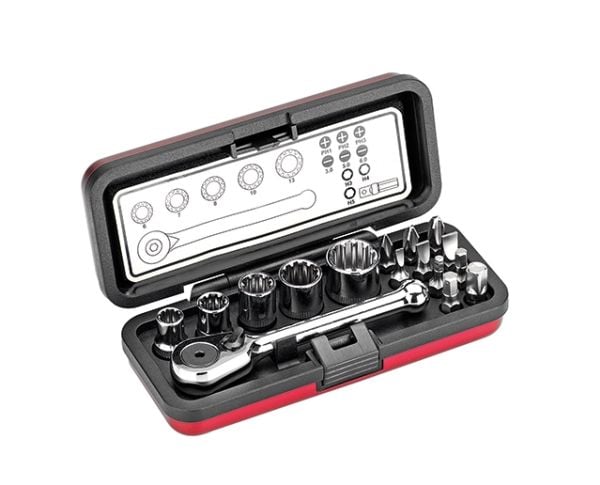 Cimco 113156, Støpselsett, 1/4", Metrisk, 5 hoder, 7,8,10,11,13 mm, PH1, PH2, PH3