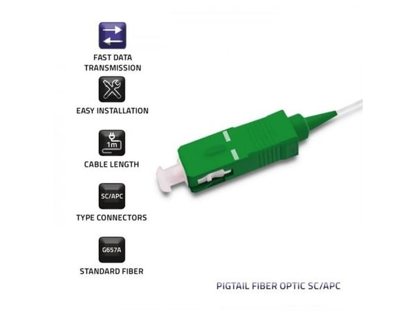 Qoltec - Nätverkskabel - SC/APC enkelläge (hane) till SC/APC enkelläge (hane) - 1 m - fiberoptisk - 9 / 125 mikrometer - G.657.A - halogenfri - vit