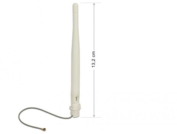Delock - Antenne - pisk - Wi-Fi - 3 dBi - rundtstrålende - utendørs, klemmemonterbar