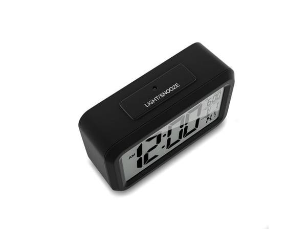 Mebus 42435, Kvarts vekkerklokke, Rektangel, Svart, 12/24 timer, F, °C, LCD
