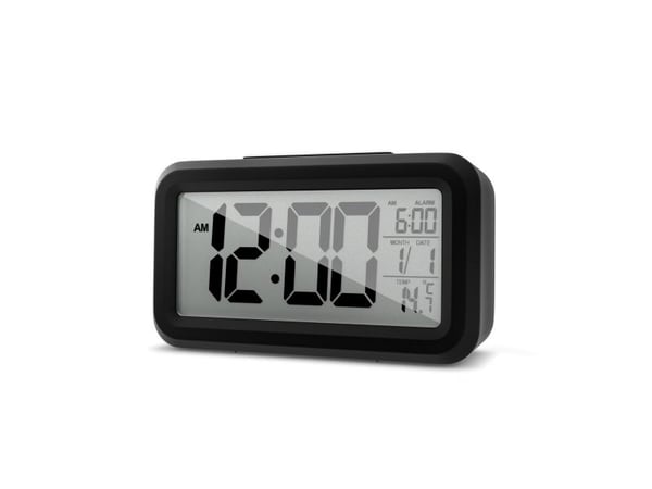 Mebus 42435, Kvarts vekkerklokke, Rektangel, Svart, 12/24 timer, F, °C, LCD